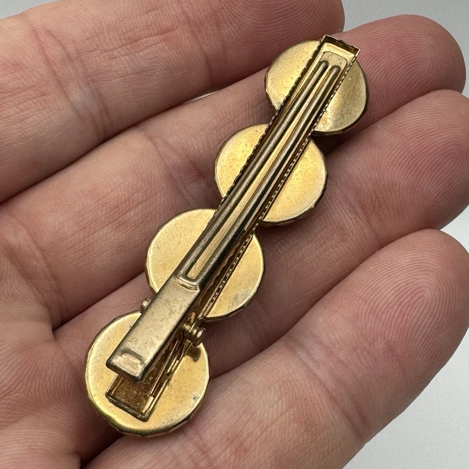 Gold Tone Hair Clip 2.5” Garnet Red Faceted Glass Beads Formal Hair Accessory - Image 2 of 4