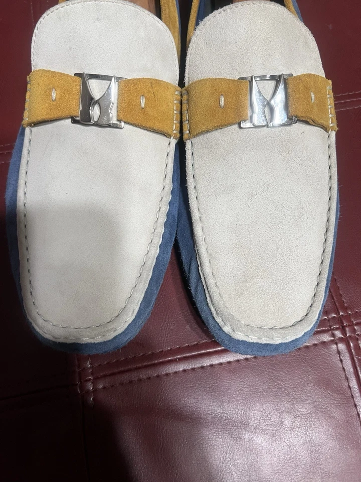 Zapatos para conducir Moreschi Italia para hombre talla 13 tostado/azul suave nobuck gamuza cuero Foto 2 de 4