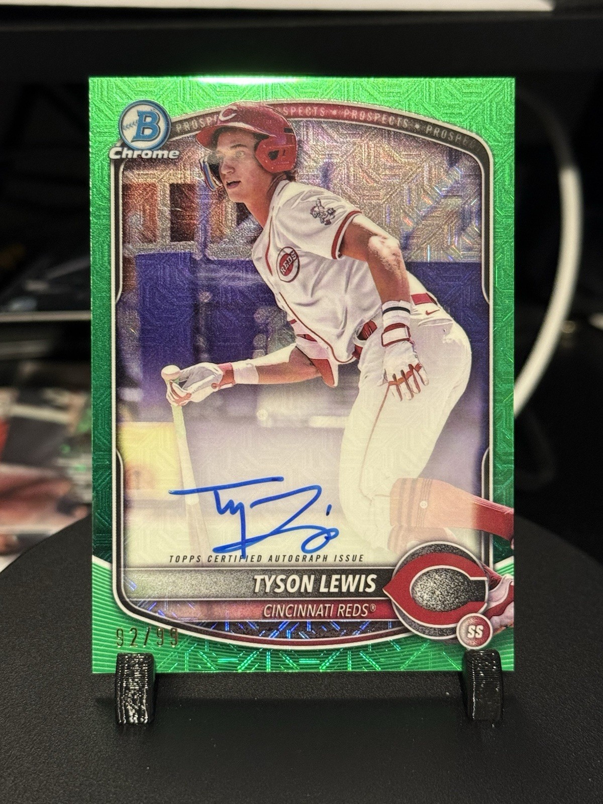 Tyson Lewis 2025 Bowman Chrome Mega Box Green Mojo Refractor Auto /99 BMA-TLE