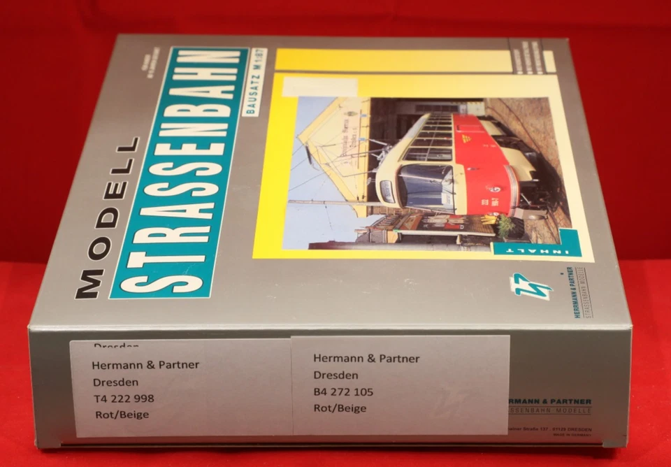 Modellstraßenbahn Bausatz H0 1:87 Herrmann & Partner Tatra T4D mit B4D Rot-Beige - Bild 3 von 3
