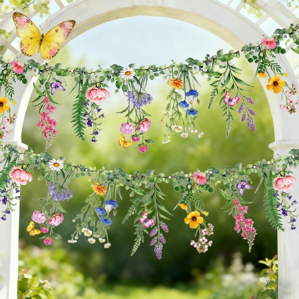 Blumen Girlande 2 StüCk Wiederverwendbar Wasserfest Deko FüR Gartenparty-image