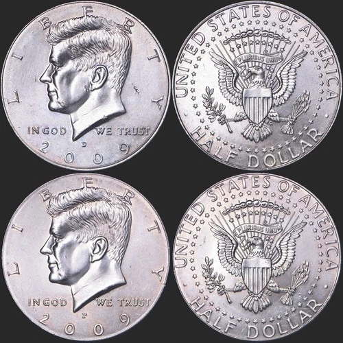 2009 P and D Kennedy Half Dollars NIFC BU from bank rolls 2 coins