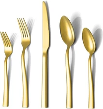 Gold Silverware Set, Briout 40 Piece Stainless Steel Flatware Cutlery 