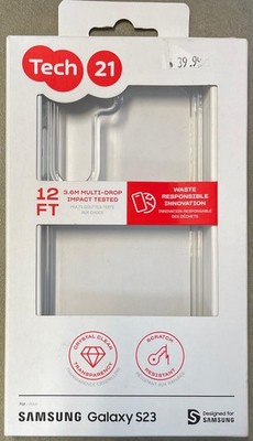 Tech21 Evo Clear for Samsung Galaxy S23 - with 12ft Drop Protection Clear  Case
