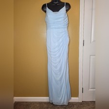 Azazie Deandra Sky Blue Mermaid Pleated Mesh Dress sz 12