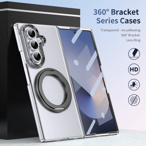Transparent Rotating Stand Case with Glass Film For Samsung Galaxy Z Fold7/6/5/4 - 第 1/14 張圖片