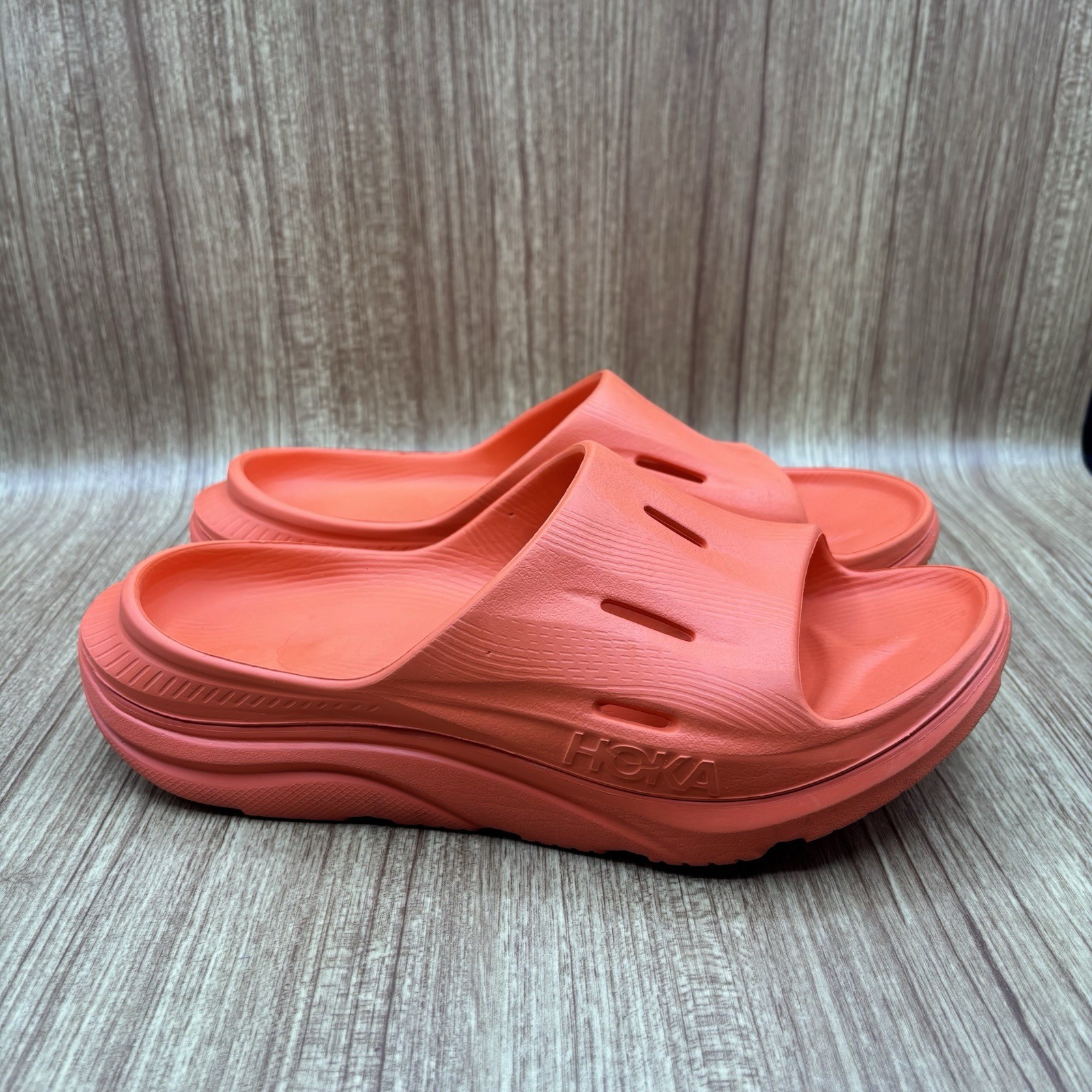 HOKA Womens Ora Recovery Slide 3 Sandals Womens Size 9 Orange Platform Shoes