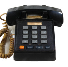 Vintage Radio Shack Corded Telephone 2 Line Push Button ET-651 Black