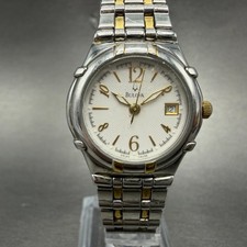 Bulova Watch Women 27mm White Dial Two Tone Date Round 98U26 New Battery