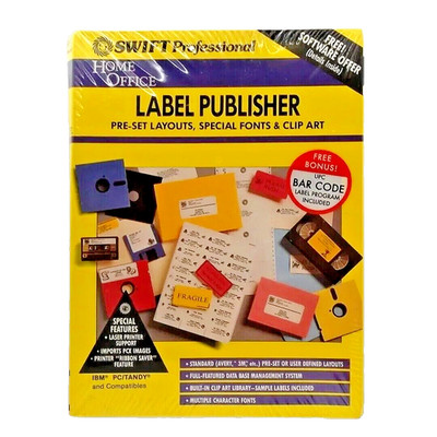 Swift Label Publisher Software 3.5 5.25 Disc Home Office PC Vintage NEW Sealed