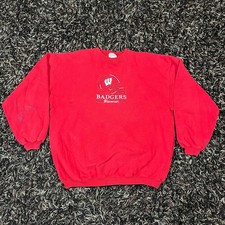 Vintage Wisconsin Badgers Red Crewneck 90s Adult Sz XL Preowned