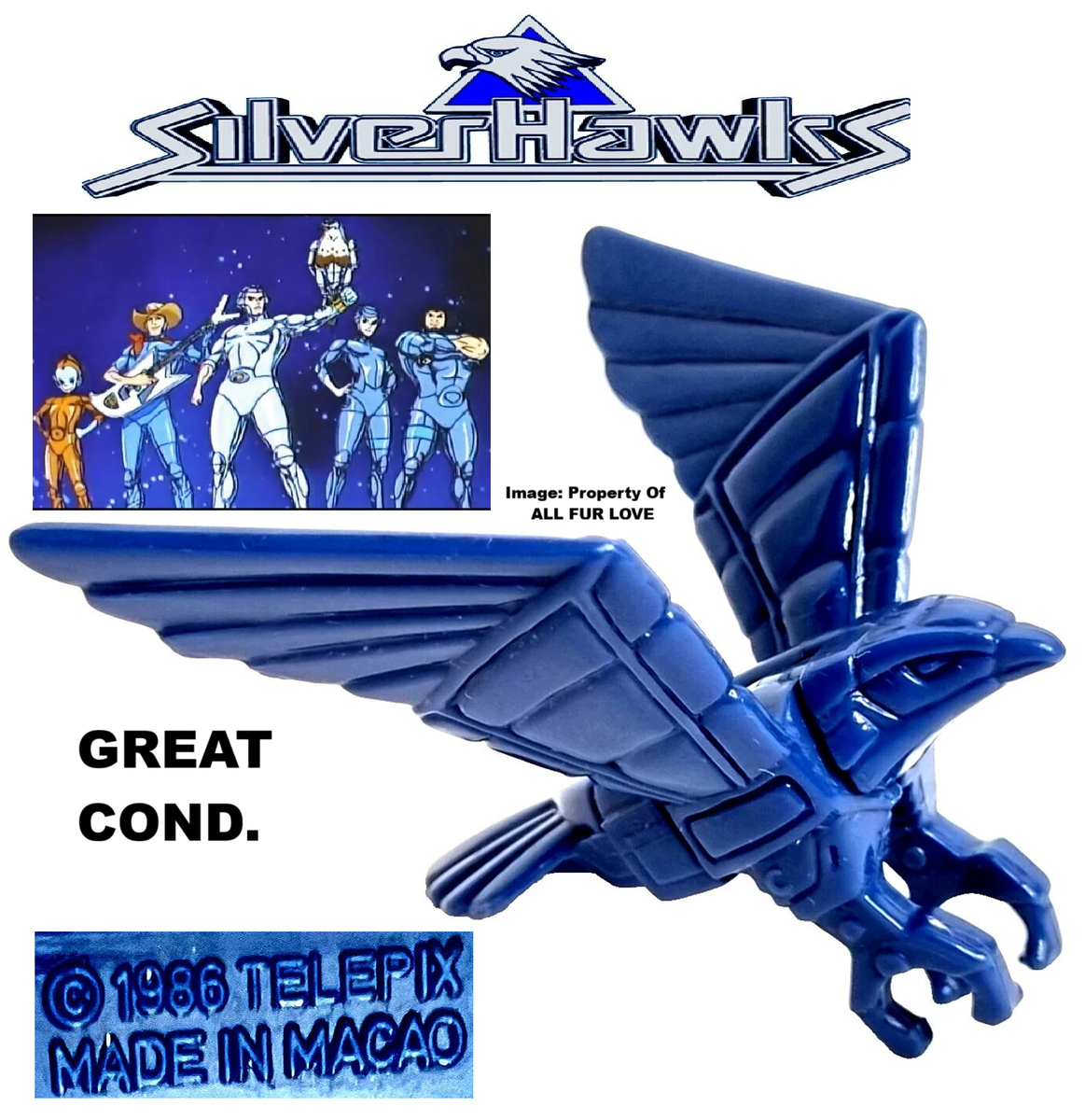 Telepix VTG. 1986 Silverhawks Steelwill Stronghold Accessory Blue