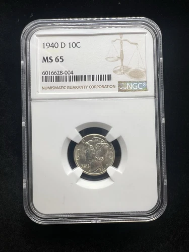 1940 D MERCURY DIME NGC MS65! #90