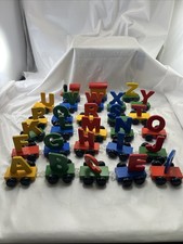 Wood Alphabet Train 26 Letters Engine And Caboose Used