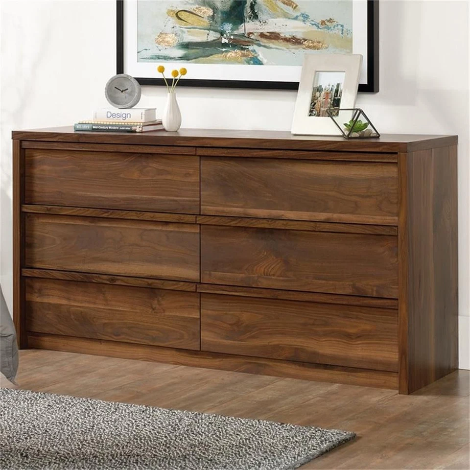 Sauder Harvey Park Engineered Wood 6-Drawer Bedroom Dresser in Grand Walnut - Image 3 of 4
