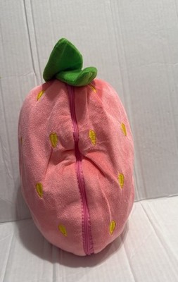 Strawberry Bunny Plush Toy Reversible Zip Up White Rabbit Stuffed Animal