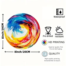 1pc Vintage Modern Abstract Metal Wall Art - 8x8 Inch Round Handmade Aluminum Pa