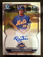 2023 Bowman Chrome Prospect Autographs Daiverson Gutierrez 1st Rookie AUTO METS