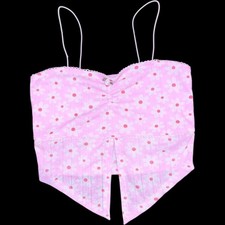 Pink Floral Lace-Trimmed Tank Top