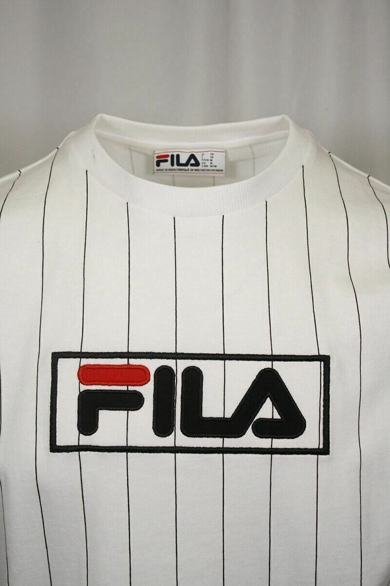 FILA T shirt uomo bianca a righe e logo S S (181)