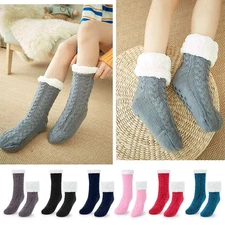Women Men Slipper Winter Socks Fleece Lined Fluffy Non Slip Warm House Booties