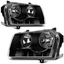 For Chrysler 300 2.7l 3.5l 2005-2010 Black Housing Headlights Assembly Pair