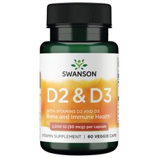 Swanson Vitamin D Complex with Vitamins D-2 and D-3 50 Mcg 60 Veggie Capsules