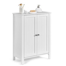Freestanding Bathroom Floor Cabinet Storage Organizer White 2-door Adjustable Sh