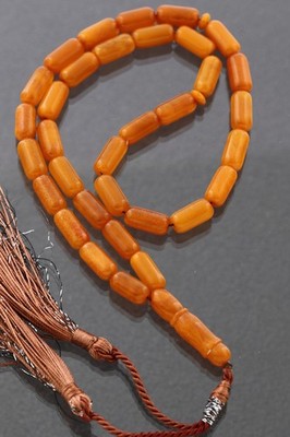 Islamic Egg Yolk Barrel 33 Prayer Beads Genuine BALTIC AMBER TASBIH 18g 260422-2
