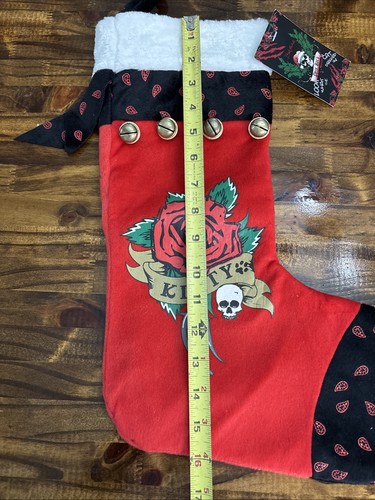 ¡BRET MICHAELS PETS ROCK! 16" KITTY CAT NAVIDAD MEDIAS CAMPANAS ROSA CALAVERA 2012 - Imagen 9 de 11