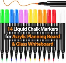 14-Pack Liquid Chalk Markers - 7 Vibrant Colors, Easy Wet Erase, 1mm Fine Points
