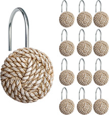 Boho Knots Shower Curtain Hooks, Home Decorative Shower Curtain Rings for Bathro