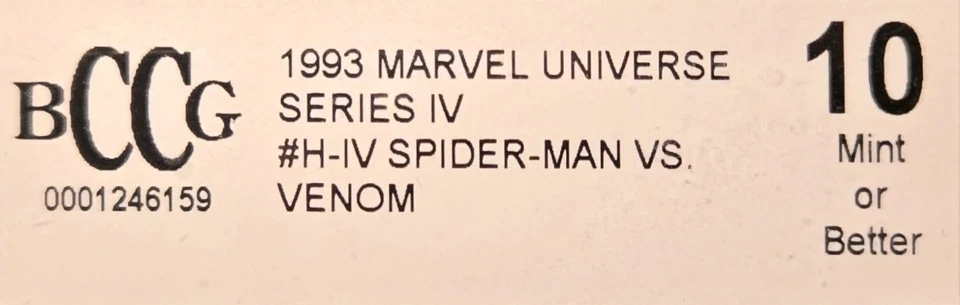 1993 Marvel Universe SPIDER-MAN VS VENOM #H-IV 3D Hologram BCCG 10 Mint - Image 4 of 4