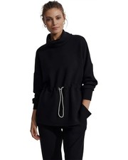Varley Freya Sweat Black Drawstring Pullover Sweater