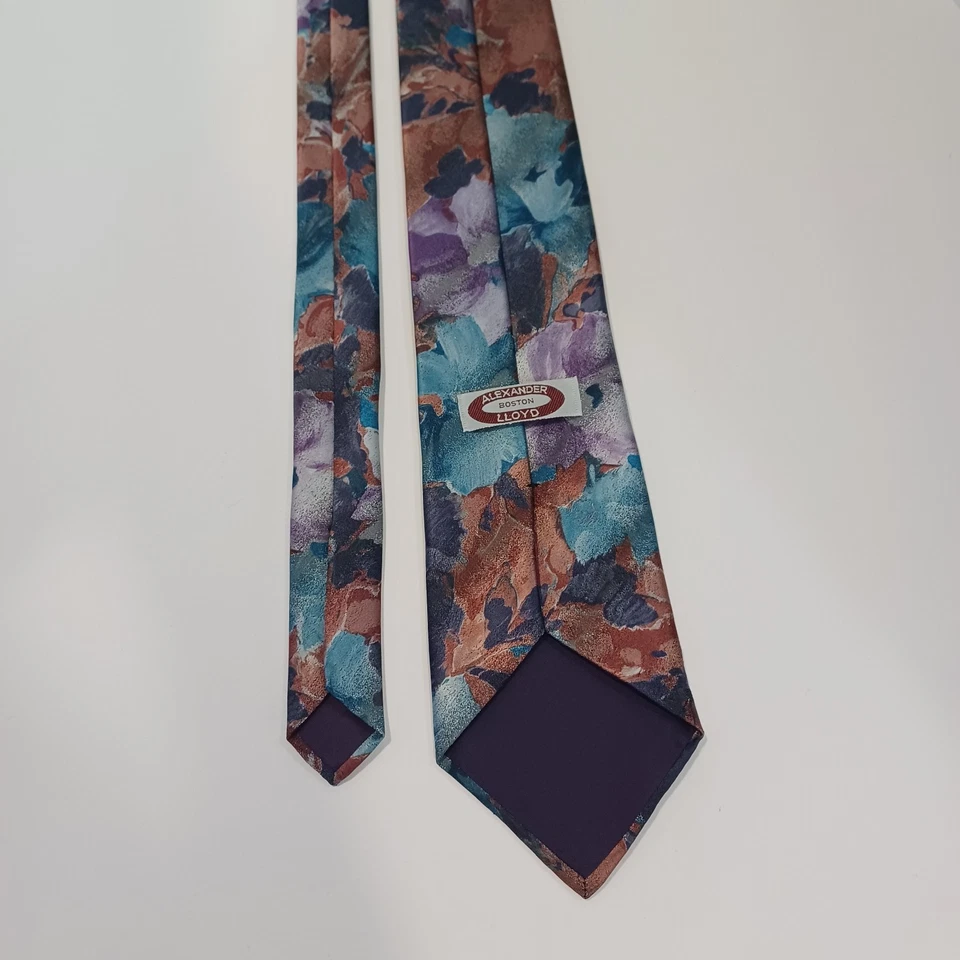 Corbata Alexander Boston Lloyd vintage para hombre floral naranja púrpura té Foto 3 de 4
