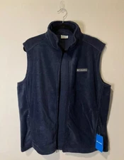 Columbia Full Zip Fleece Vest Steens Mountain Mens medium XXL In Navy Blue