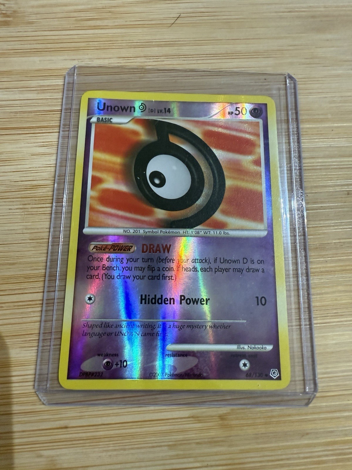 Pokémon Unown D TCG Reverse Holo Card #68/130 Diamond & Pearl Edition NM