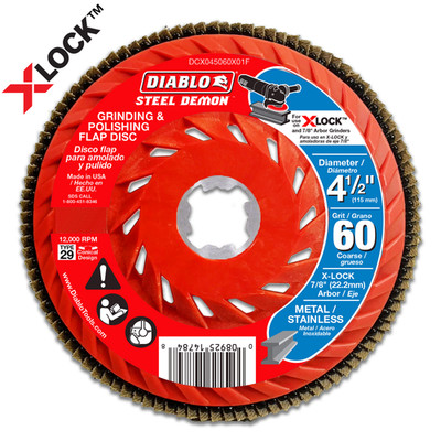 Diablo DCX045060X03F 4-1/2'' 60-Grit X-LOCK Steel Demon  Flap Discs for Metal (3-