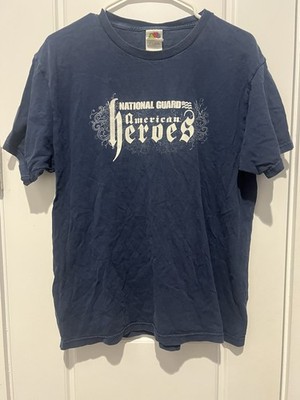 National Guard American Heroes T-Shirt Navy Blue Adult Size L Cotton F