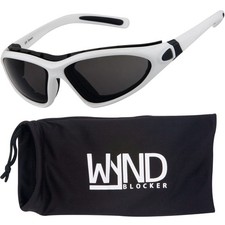 Vert Motorcycle Boating Sports Wrap Around Polarized Sunglasses White/Smok...