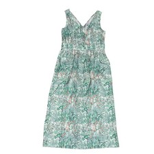 Tuckernuck Winnie Dress Womens M Green Wildflower Floral Midi Sleeveless V-Neck