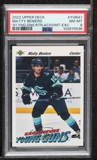 2022 Upper Deck Series 2 Exclusives Achievement 77/100 Matty Beniers PSA 8 01g1