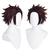 Unisex Short Wavy Dark Red Wig W/ Cap, Anime Cosplay Costume