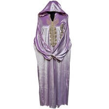 Women's Moroccan Pink Lilac Premium Velvet Long Sleeve Hooded Dress Kaftan Dj