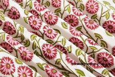 5 Yard Hand Block Flower Print Indian Cotton Craft Sewing Running Loose Fabric