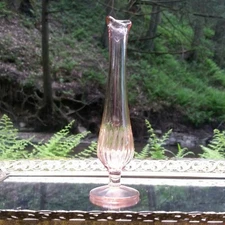 Vintage Clear Pink Tiny Glass Small Floral Bud Decorative Vase Mid Century Style