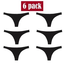 6 Pack Ladies G-String Thongs Seamless Cotton Underwear Soft Briefs Panties