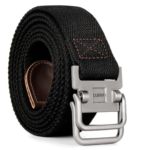 Cinturones hombre negros talla grande 100 cm a 190 cm anillo doble D tela cinturones de tela eBay