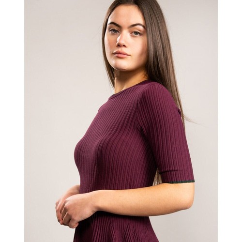 TED BAKER Renyina rib stretch knit fit&flare full skirt skater dress work 3 12 M - Picture 11 of 12