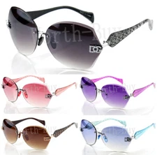 Womens Eyewear Sunglasses Shades Fashion Designer Rimless Round Hexagon Tint Len